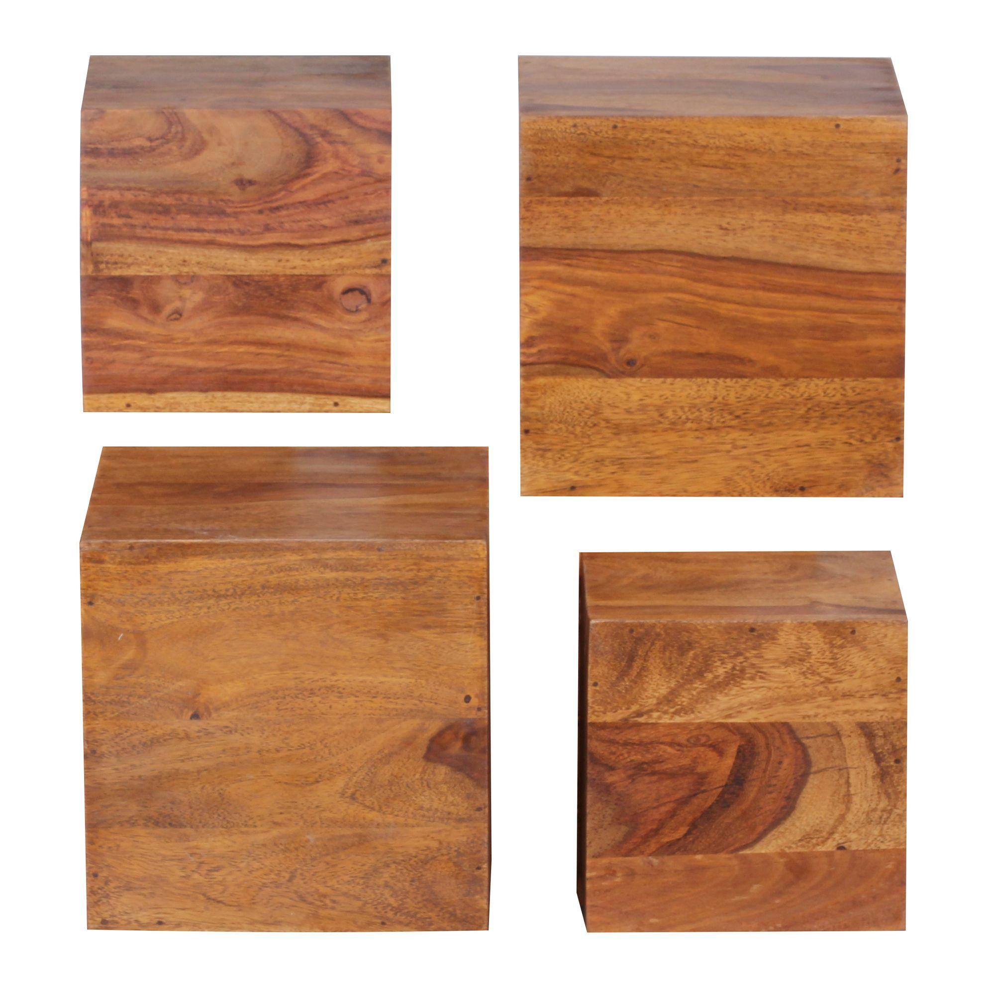 WANDREGAL Massivholz Landhausstil 4er Set 25 cm und 20 cm - Braun, Holz (25/25/25cm) - KADIMA DESIGN