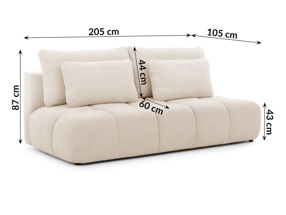 SCHLAFSOFA Belluno aus hochwertigem Beige Plüschstoff mit Bettkasten und tiefen Steppungen in Bubble-Optik - Beige/Schwarz, Holz/Kunststoff (205/87/105cm) - S-Style