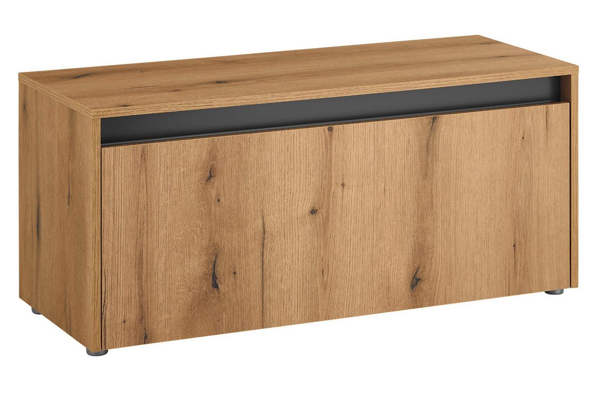 GARDEROBENBANK Evoke Eiche, grau 100 cm, Garderobe Sitzbank mit Stauraum - Eichefarben/Schwarz, Holzwerkstoff/Kunststoff (100/45/45cm) - Furn.Design