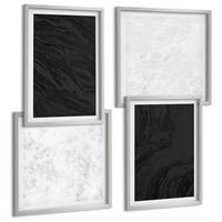 BILDER SET 4er Set - 50x50 cm & 40x60 cm Silberner Rahmen - Dunkles Licht, glamouröse Marmor - Silberfarben, Kunststoff (50/50cm) - TULUP