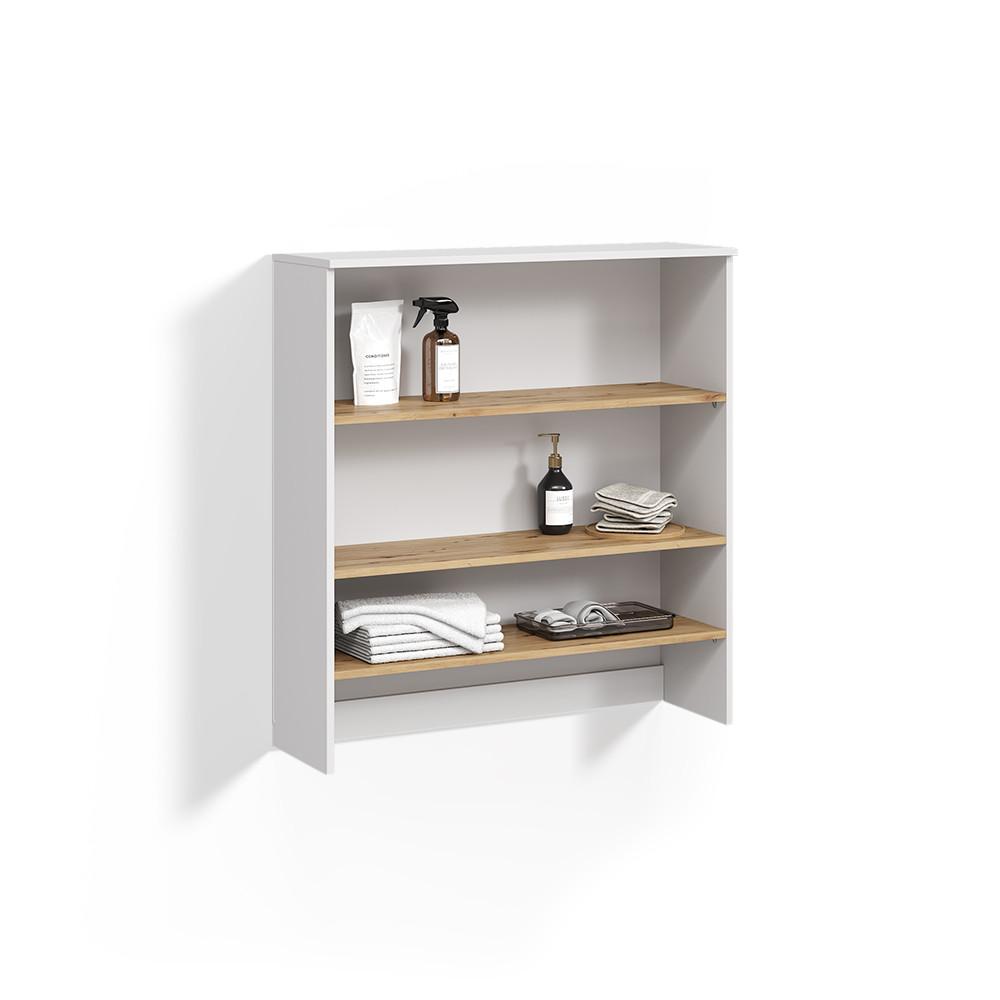 BADSCHRANK Paolina Weiß/Artisan 93.6 x 100.4 cm mit offenen Regalen - Weiß/Eiche Artisan, Holzwerkstoff (93.6/100.4/29cm) - Livinity®