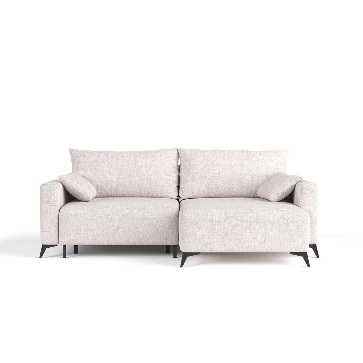 ECKSOFA NUVIO mit Schlaffunktion Hellbeige im Neve Stoff - Sandfarben/Schwarz, Holz/Holzwerkstoff (239/148cm) - AltaBeds