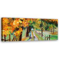 WANDBILD herbstlich bemalte bäume - Gelb, Textil (90/30cm) - Feeby