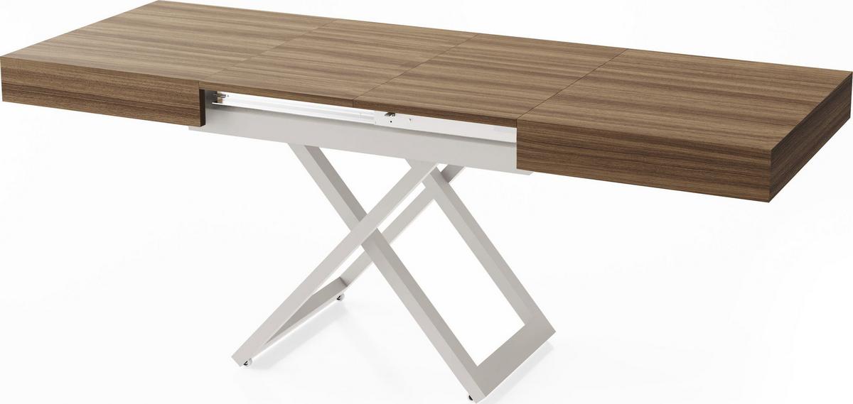 COUCHTISCH Cavetta U höhenverstellbar ausziehbar, Walnuss Braun 120-200/80/27-76 cm - Kaschmir/Beige, Holzwerkstoff/Metall (80/200/76cm) - WFL GROUP