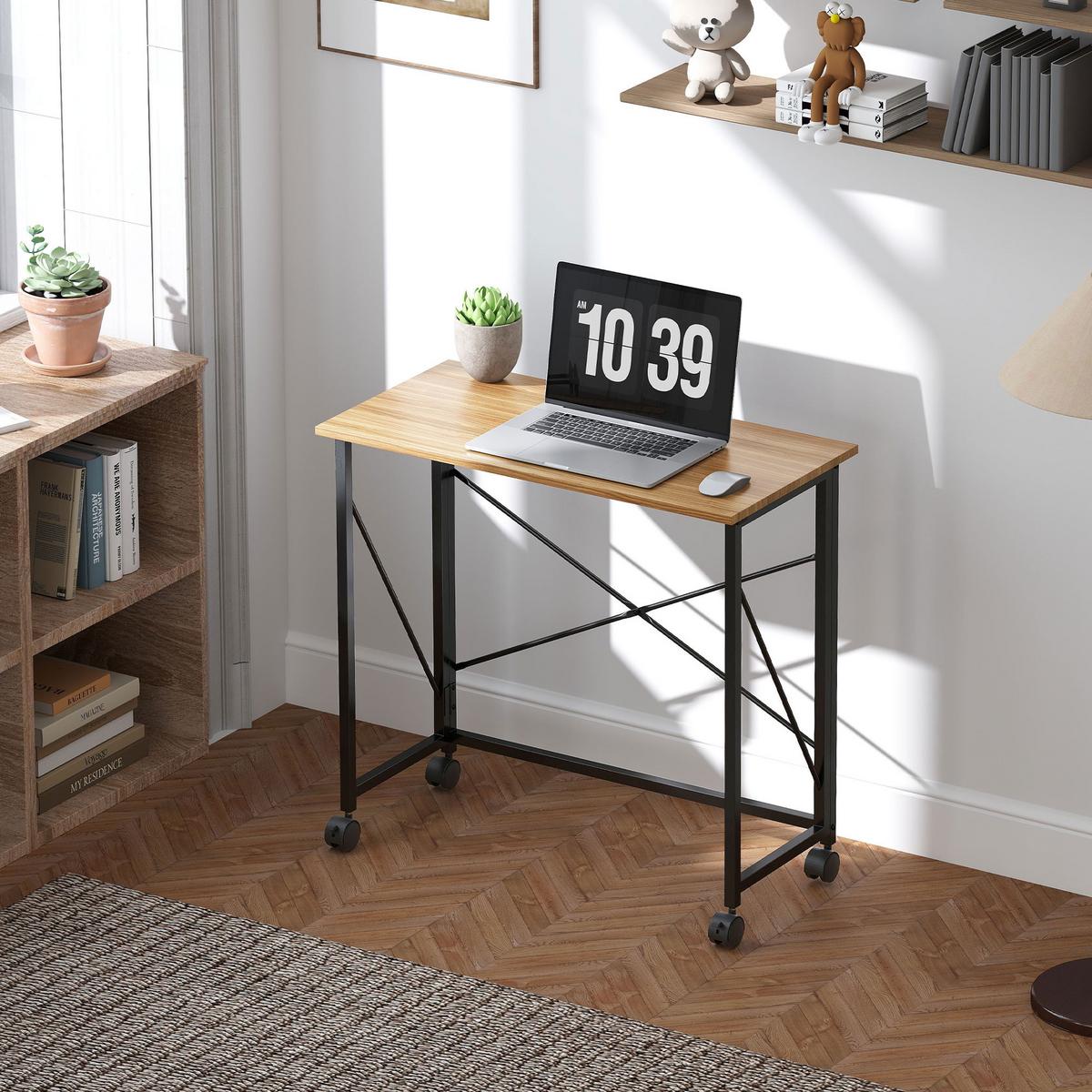 KLAPPBARER-SCHREIBTISCH MDF Eiche - Eichefarben, Holz (80/40/75cm) - HOMCOM