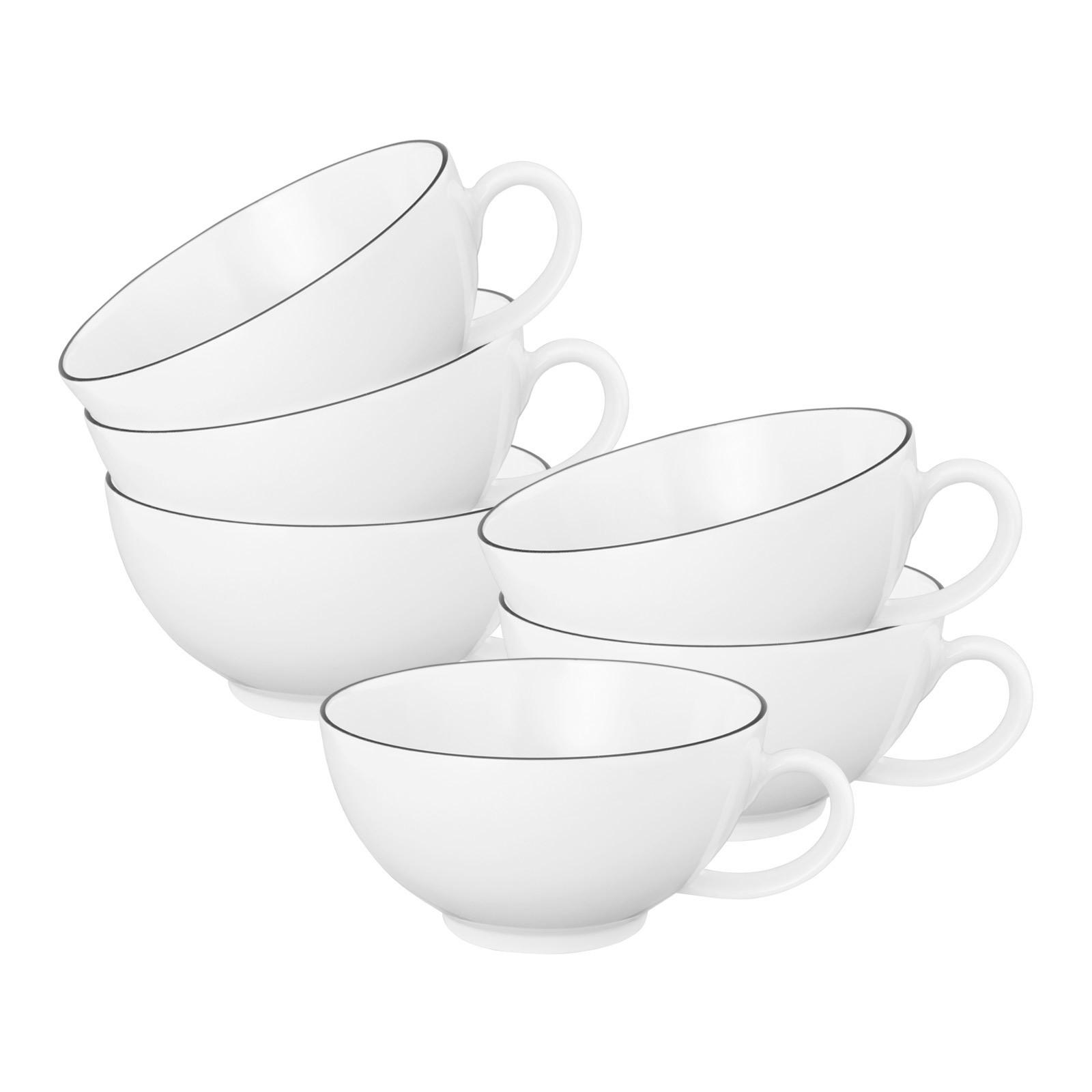 TEETASSEN Lido Black Line weiß 200 ml 6er Set - Weiß, Keramik (0.2L) - Seltmann Weiden