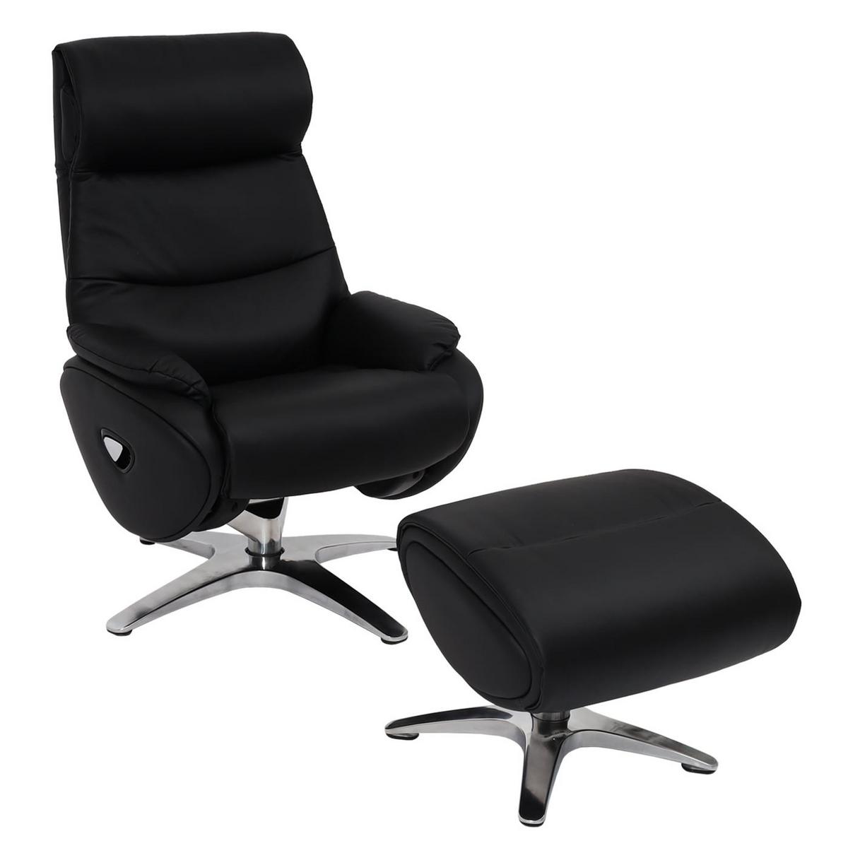 RELAXSESSEL MIT HOCKER Schwarz - Schwarz, Textil (117/110/77cm) - MCW