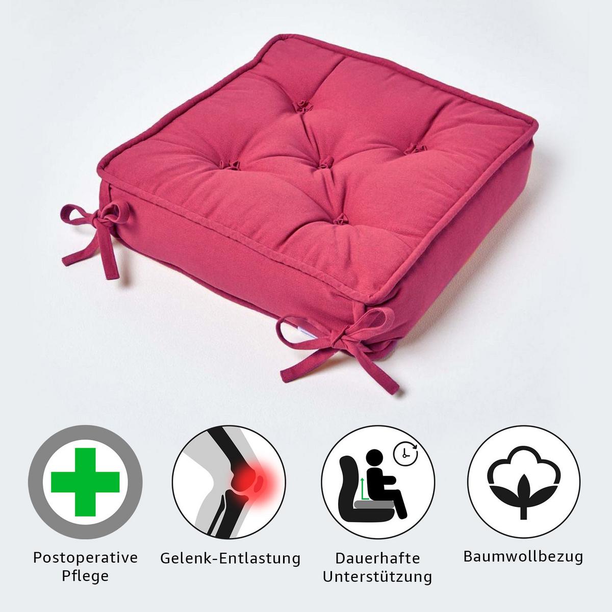SITZKISSEN rot 40/40/10 cm – Stuhlkissen Baumwolle - Rot, Textil (40/40/10cm) - Homescapes