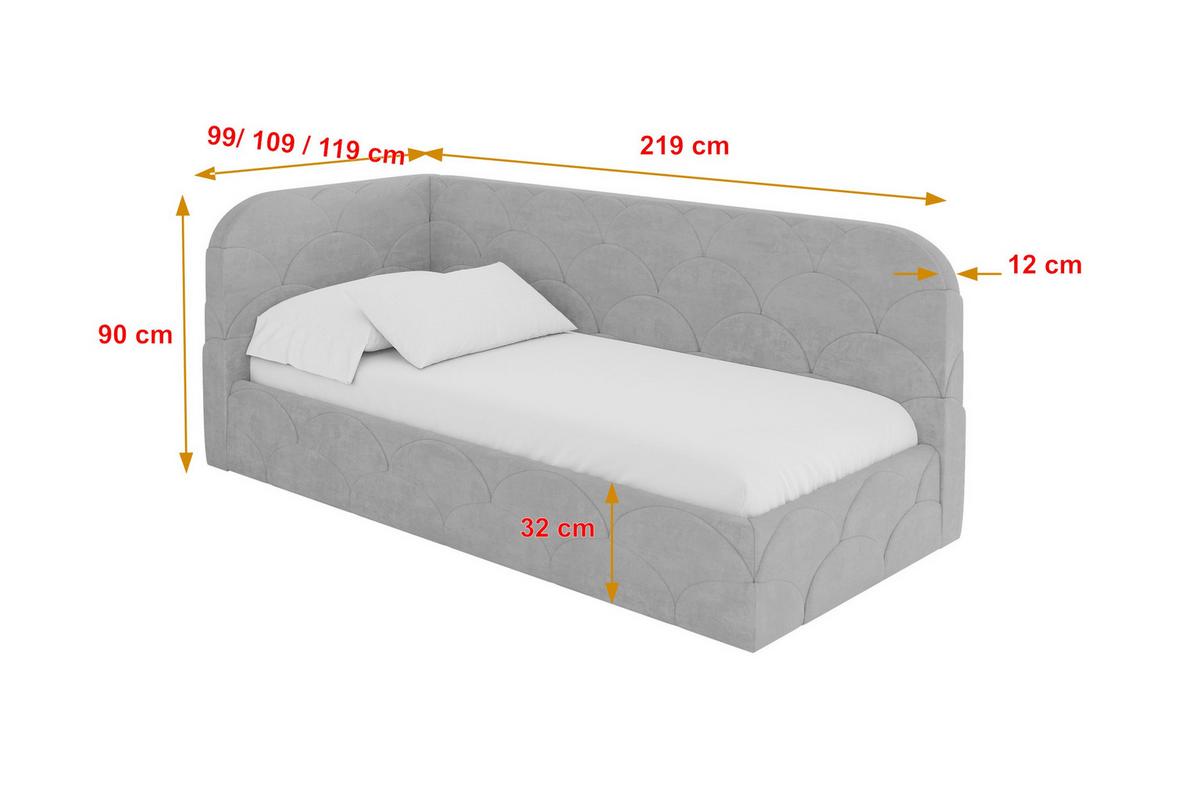 EINZELLBETT Jugendbett mit Bettkasten, Rechts - ELRY 100x200 Grau - Silberfarben, Holzwerkstoff/Textil (100/200cm) - ALTDECOR