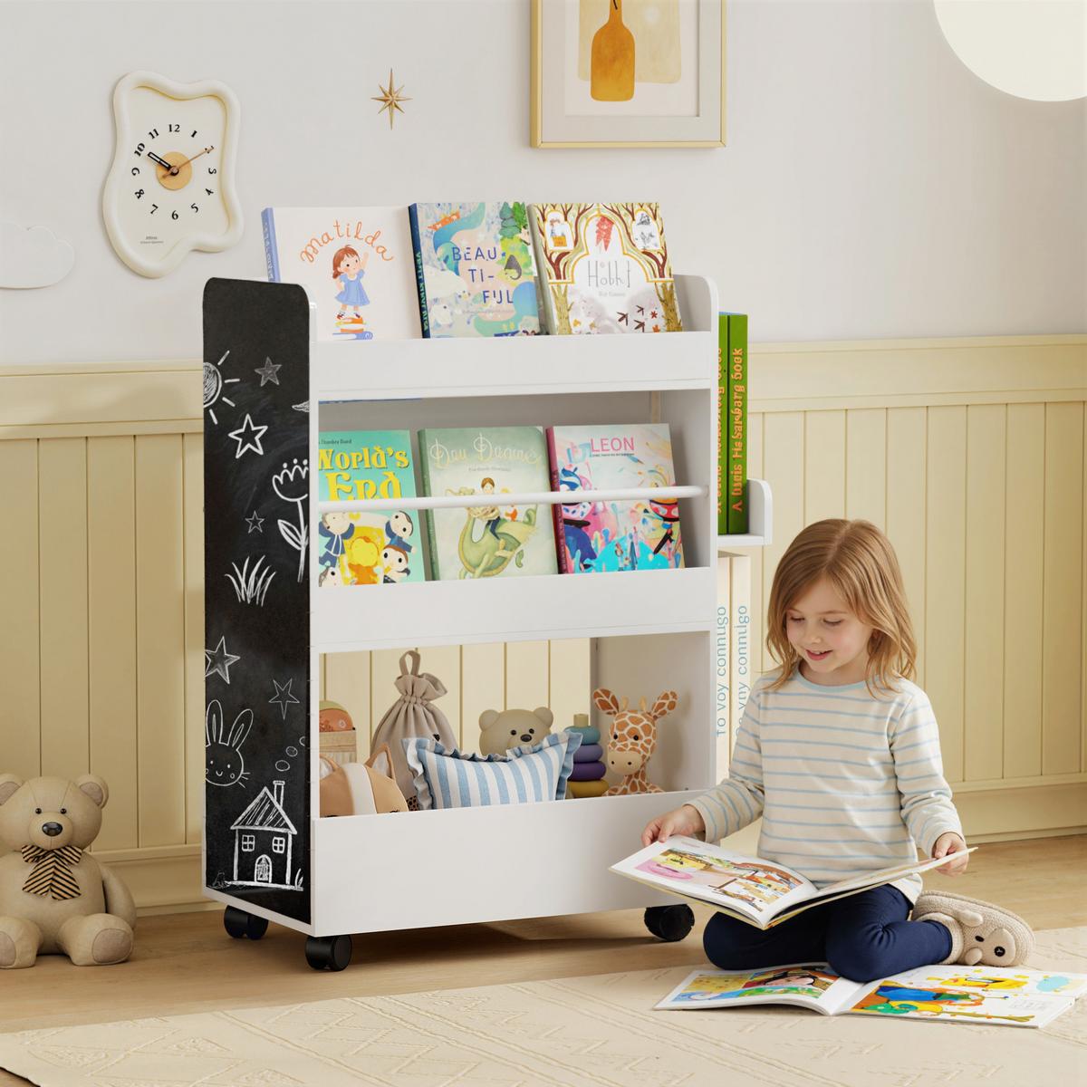 KINDER-BÜCHERREGAL MDF Weiß - Weiß, Holzwerkstoff (32.5/86.5/66.5cm) - AIYAPLAY