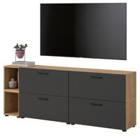 TV-LOWBOARD grau, Eiche Artisan 176 cm, Fernsehtisch hängend / stehend - Schwarz/Eiche Artisan, Holzwerkstoff/Kunststoff (176/67/34cm) - Inn.Furn