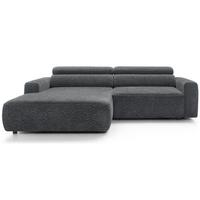 ECKSOFA Fando Dunkelgrau Chenille - Dunkelgrau/Schwarz, Kunststoff/Textil (252/182cm) - Selsey