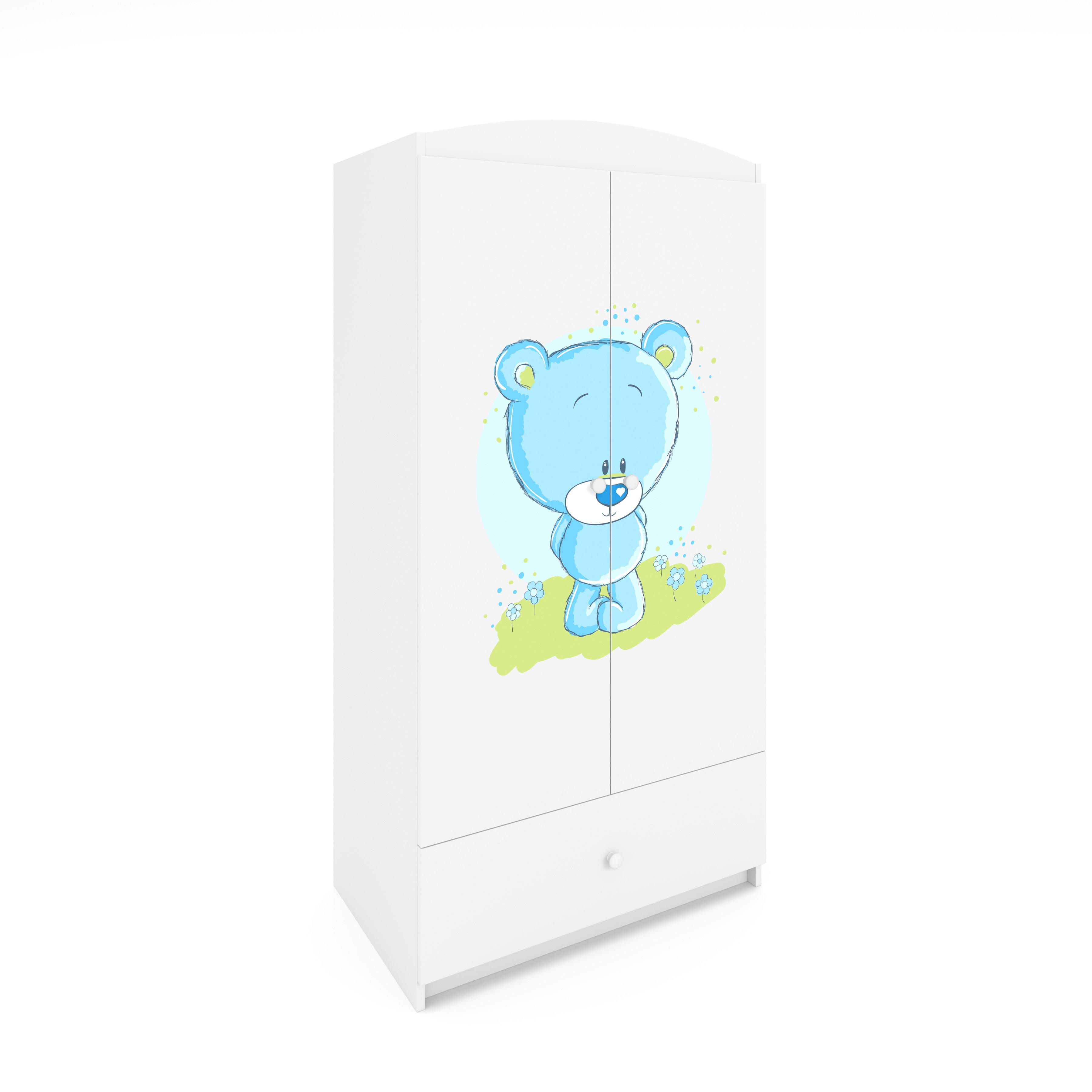 KINDERKLEIDERSCHRANK Blaubär - Weiß, Holzwerkstoff (90/175/52cm) - RAUMHIRSCH FURNITURE