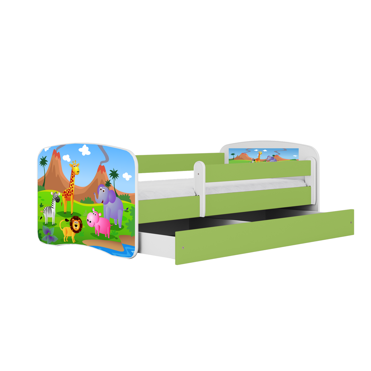 KINDERBETT Safari mit Schublade 160/80 90/61/164 - Grün, Holzwerkstoff (80/160cm) - RAUMHIRSCH FURNITURE