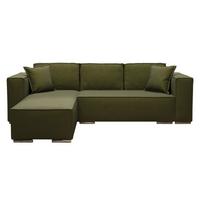 ECKSOFA L Form Vinoria Grün 255/180/82 cm Links mit Schlaffunktion - Chromfarben/Dunkelgrün, Textil/Metall (180/255cm) - AX Living