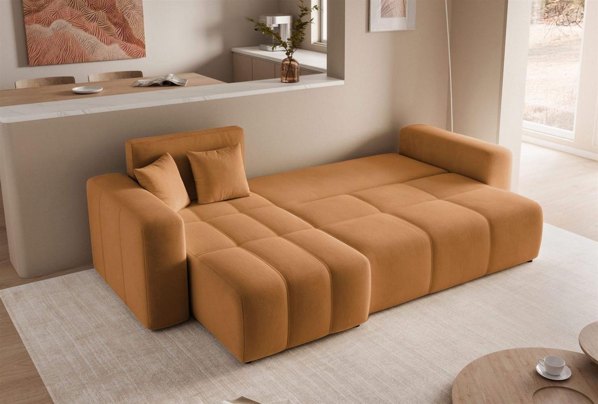 ECKSOFA Leros Mit Schlaffunktion - Orange, Holzwerkstoff/Textil (248/145cm) - Fun Möbel