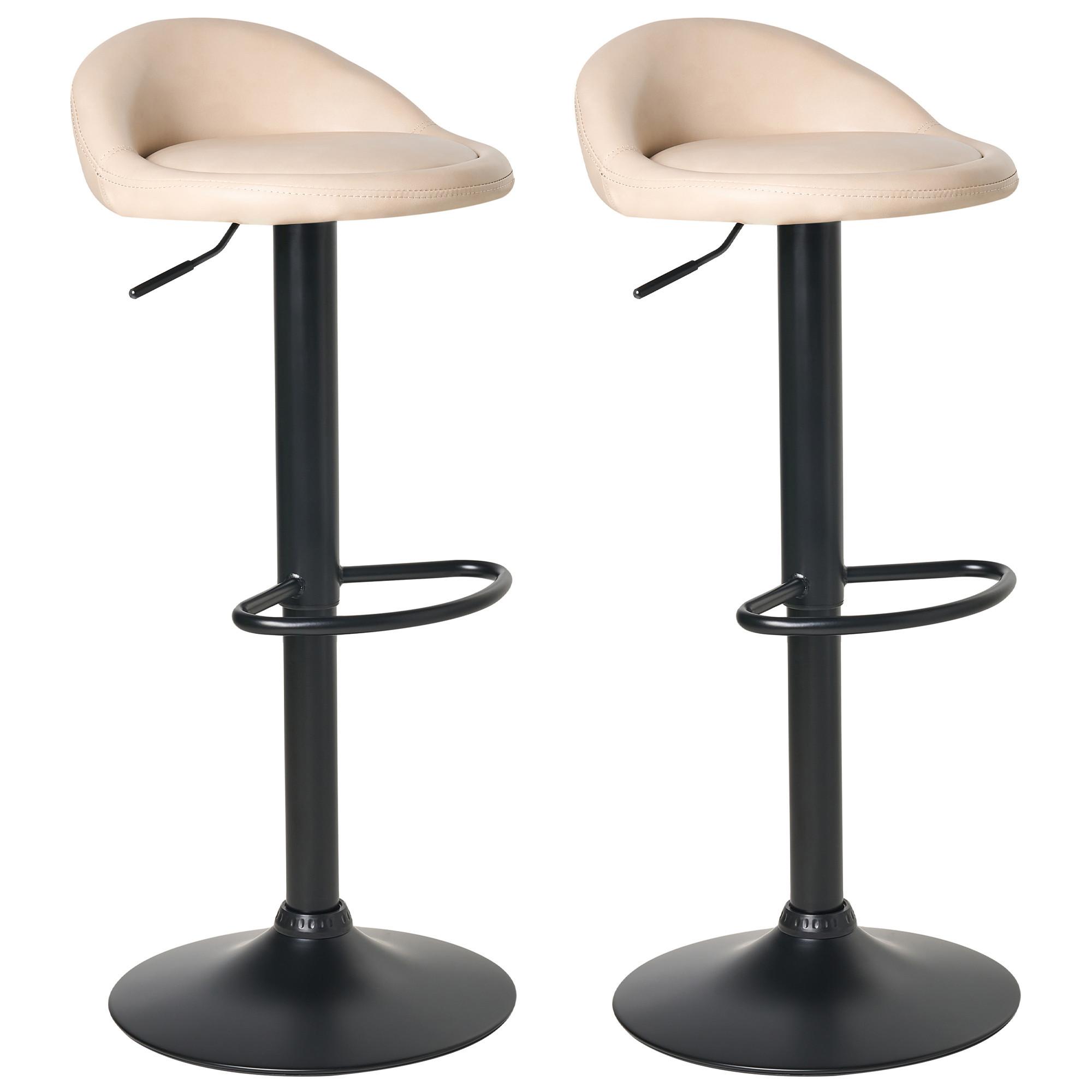 BARHOCKER 2er-Set Hellbeige Meeder - Beige/Schwarz, Kunststoff (38/69/40cm) - Beliani