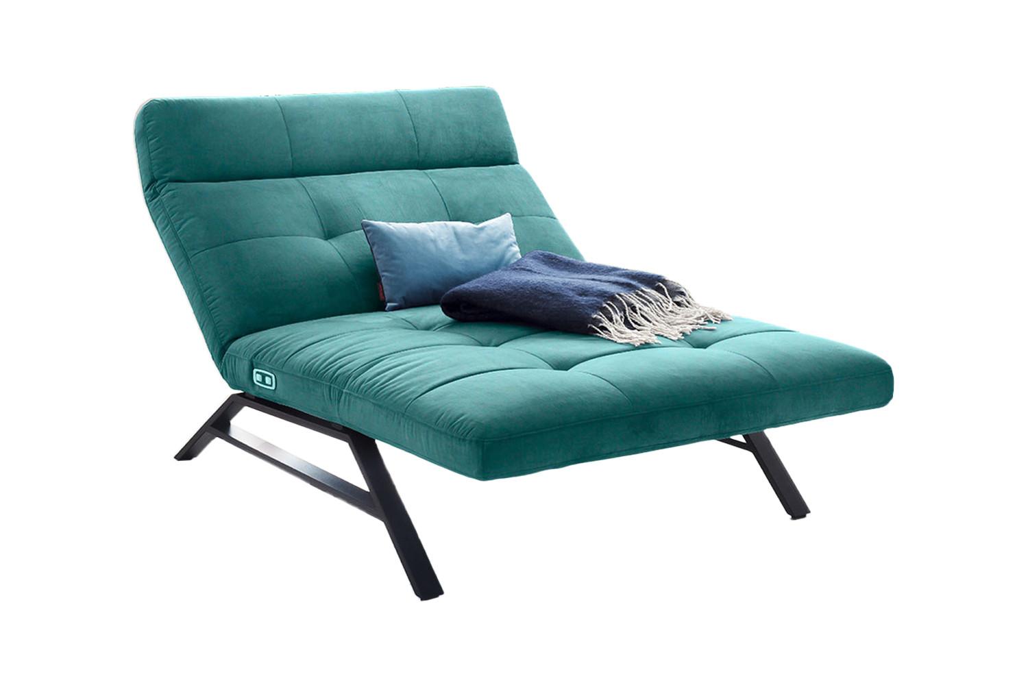 LIEGE MIT MOTORISCHER RELAXFUNKTION AMERIVA Smaragdgrün Velvet Relaxfunktion - Smaragdgrün/Schwarz, Textil (120/110/158cm) - KAWOLA