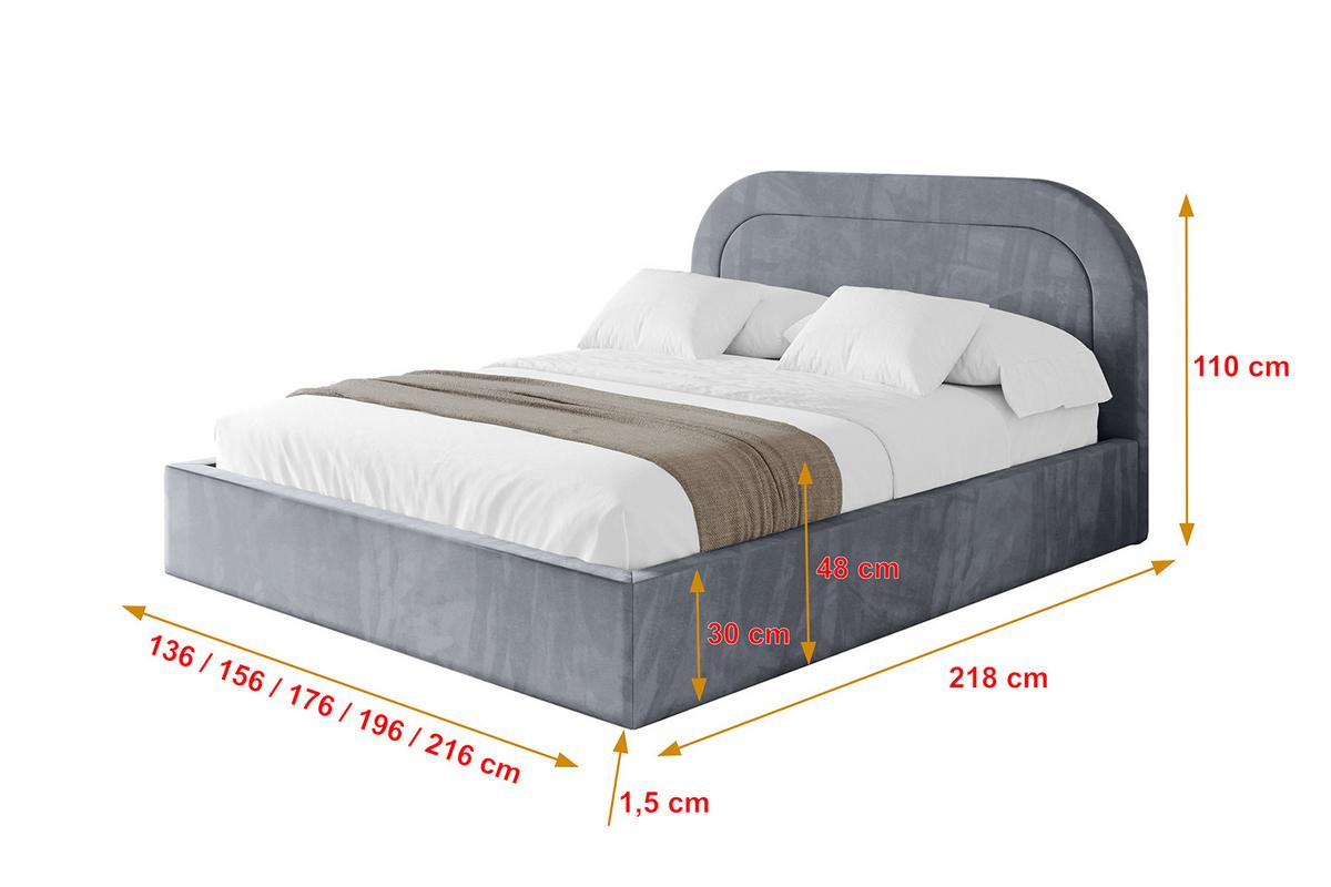 POLSTERBETT mit Bettkasten und Lattenrost, Boxbett ohne Matratze - LERAY 120x200 Grau - Grau, Holzwerkstoff/Textil (120/200cm) - ALTDECOR