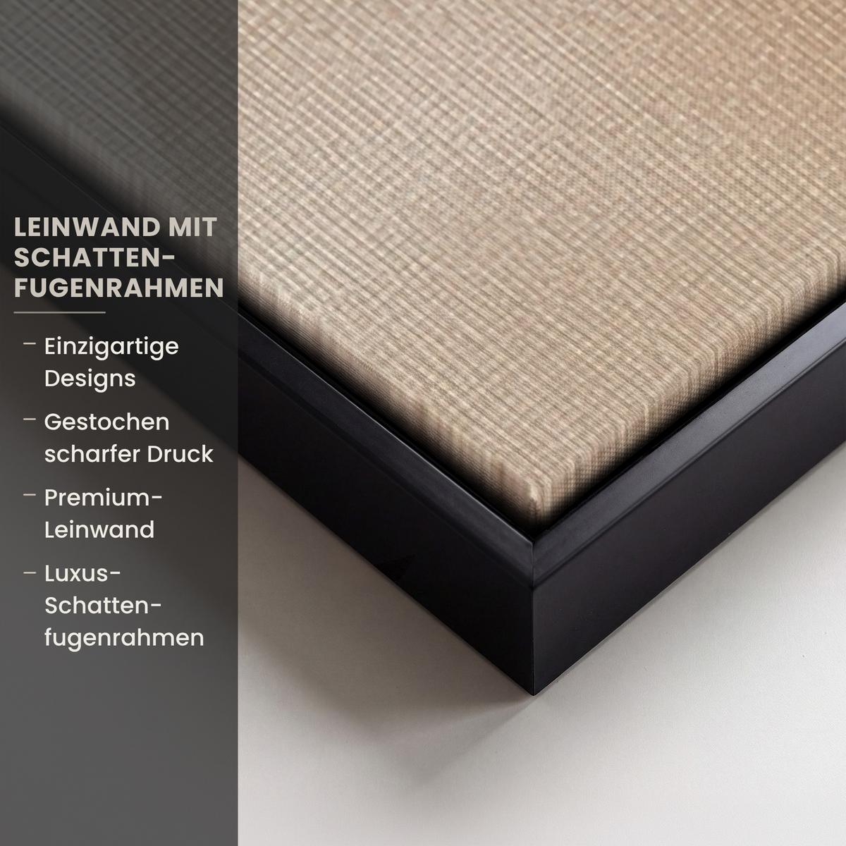 LEINWAND Bilder mit Rahmen - Braun - Japandi - Abstrakt - 100x150 - Sandfarben, Textil (100/150cm) - MuchoWow