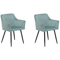 ESSZIMMERSTUHL 2er-Set Samtstoff Mintgrün Jasmin - Grün, Textil/Metall (60/84/49cm) - Beliani