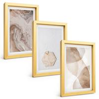 BILDER SET 3er Set - 20x30 cm Goldrahmen - Designerabstraktion der Natur - Goldfarben, Kunststoff (20/30cm) - TULUP