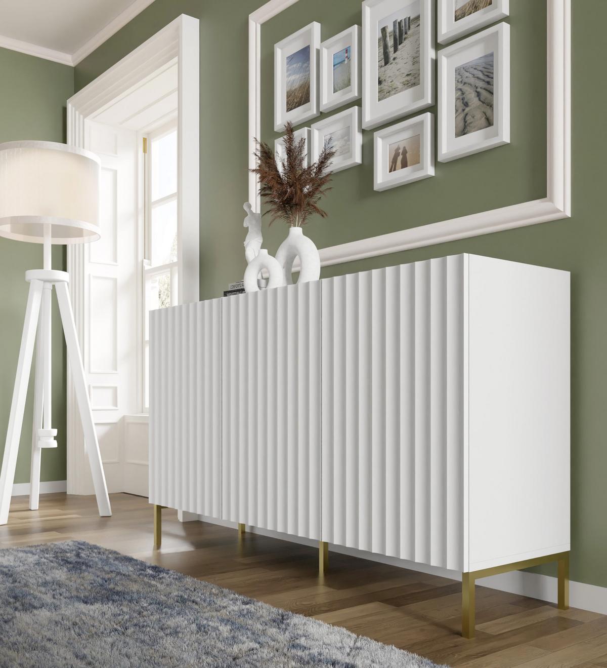 KOMMODE Weiß, Gold 150/87/42 - Weiß, Holzwerkstoff (150/87/42cm) - RAUMHIRSCH FURNITURE