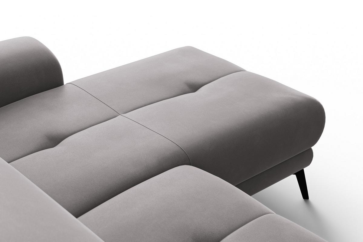 ECKSOFA FIERO 4-Sitzer RECHTS, Dunkelgrauer Veloursstoff - Dunkelgrau/Schwarz, Holz/Textil (288/170cm) - Courtois Laville