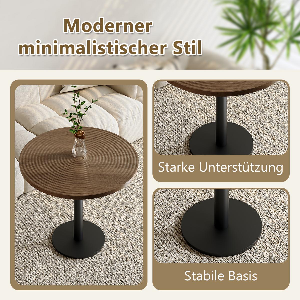 ESSTISCH Rund 80cm Holzoptik Tulpen-Design Moderner Beistelltisch - Naturfarben, Holzwerkstoff/Metall (80/80/76cm) - Urban Meuble