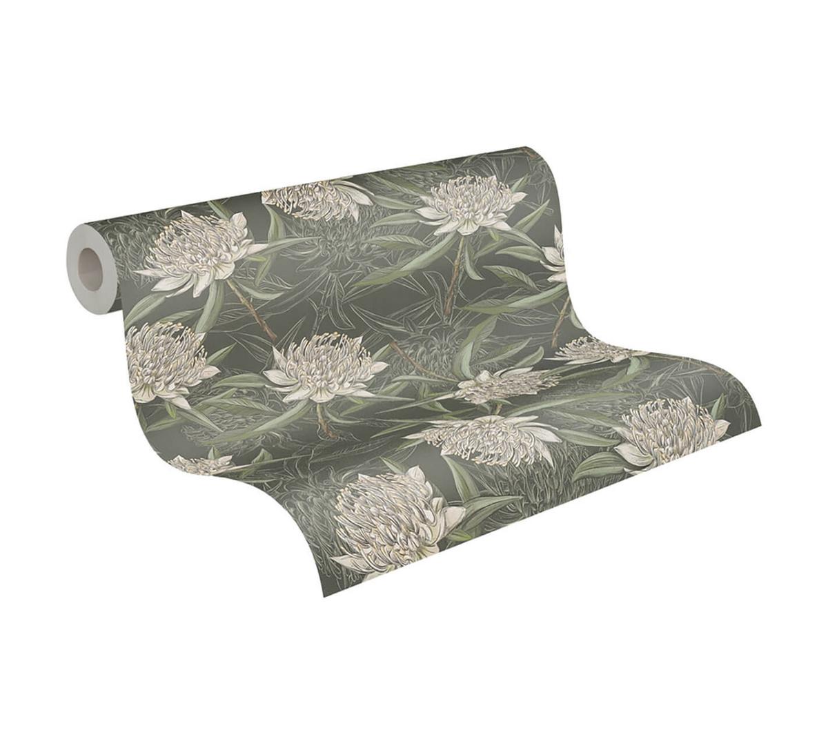 VLIESTAPETE Grün 53/1005 cm - Schwarz, Textil (53/1cm) - KUNSTLOFT