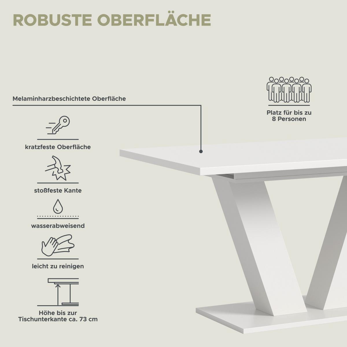 ESSTISCH weiß, Küchentisch ausziehbar 150 - 190 cm - Weiß, Holzwerkstoff/Metall (150/90/76cm) - Inn.Furn