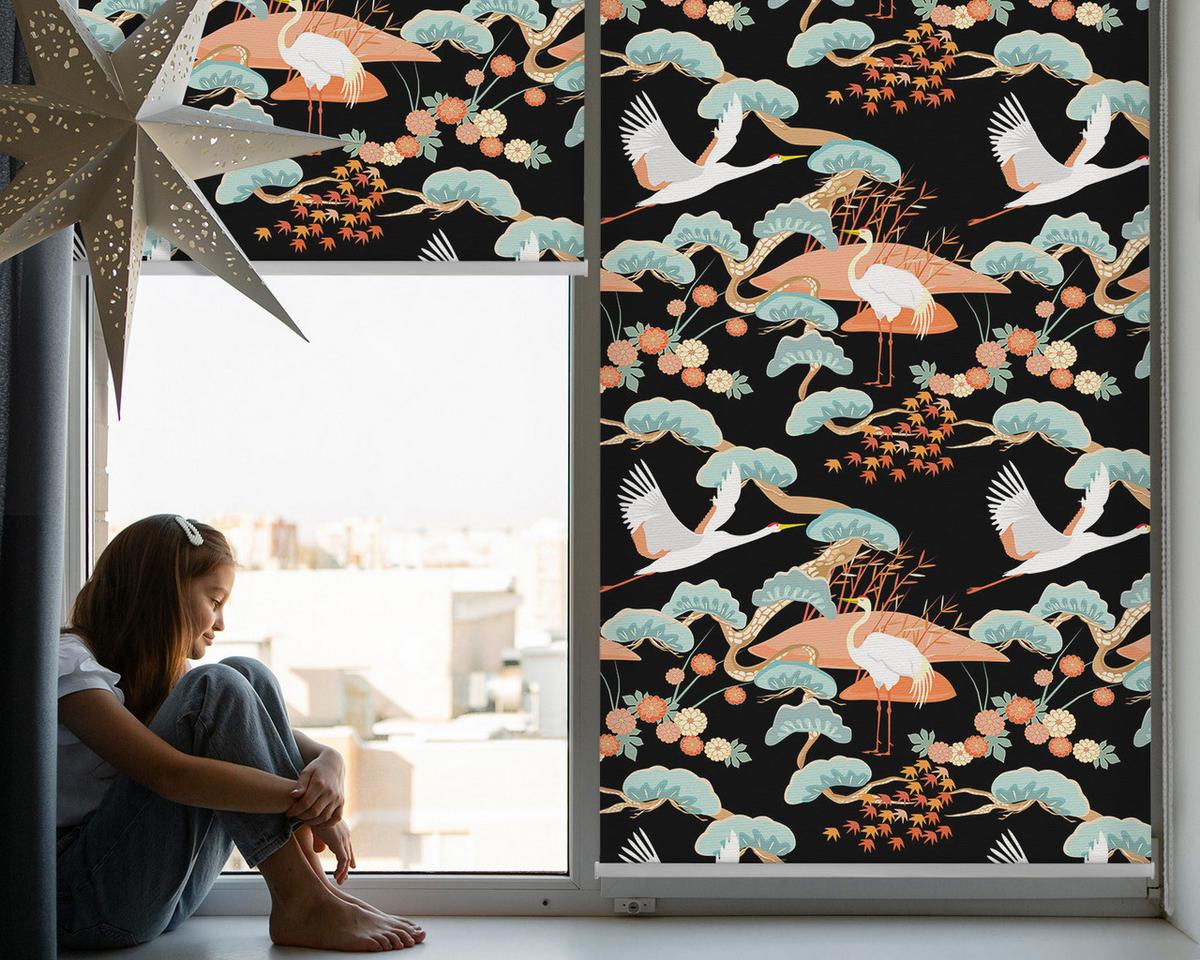 INNENROLLO - Fensterrollo - Rollo - 90x140 cm - Fliegender Reiher - Weiß, Kunststoff (90/140/0.5cm) - TULUP