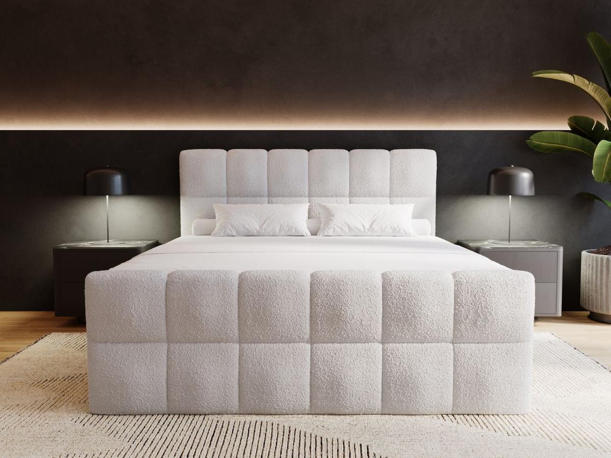 BOXBETT Alicante 140x200 Bouclé-Stoff Grau - Grau, Holz/Textil (140/200cm) - Graingold