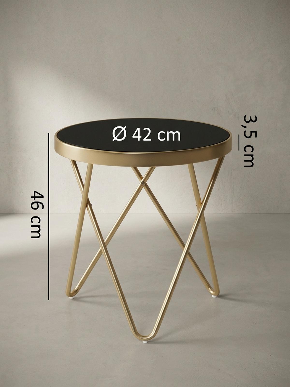 BEISTELLTISCH Glas Kupfer V-Gestell 70er-Jahre Design, Gold 42x42x46 cm - Goldfarben, Glas/Metall (42/42/46cm) - KADIMA DESIGN