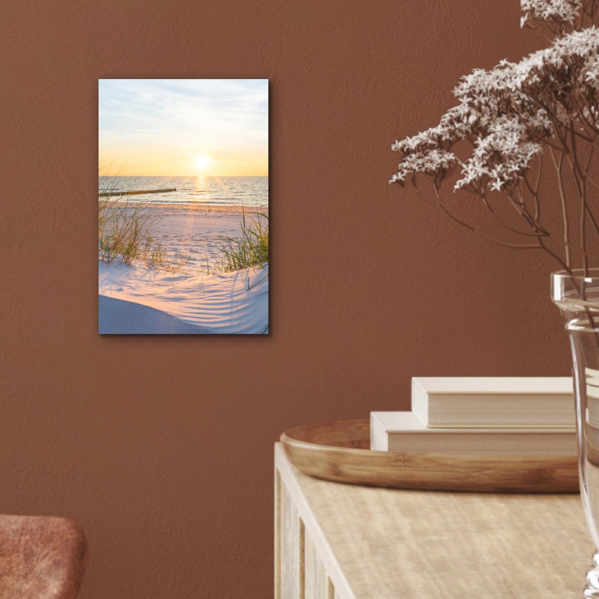METALLBILD Strand - Sonne - Düne - Gras - Sand - Horizont 20x30 cm - Hellblau, Metall (20/30cm) - MuchoWow