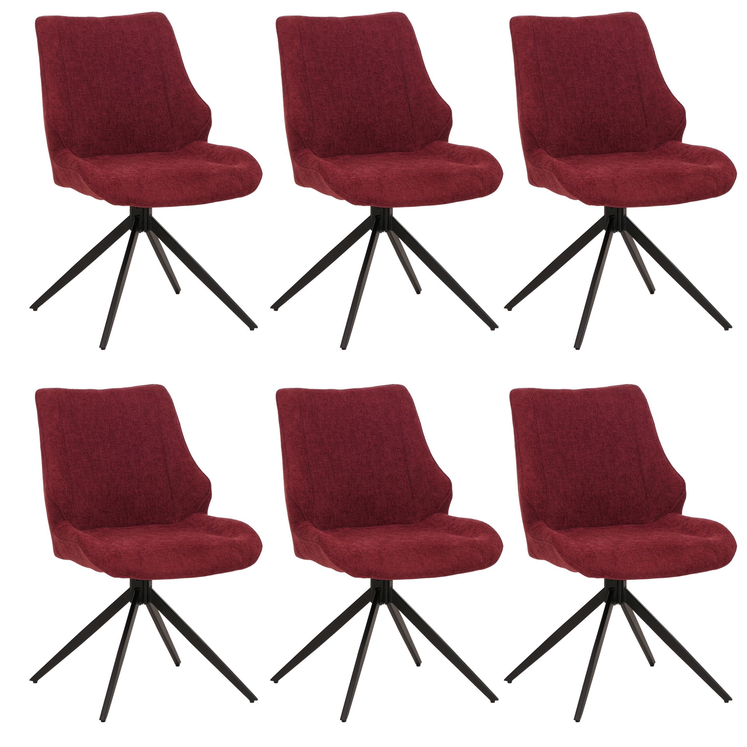 ESSZIMMERSTUHL Schwarz, Bordeaux 6er-Set - Bordeaux/Schwarz, Textil (55/88/62cm) - MCW
