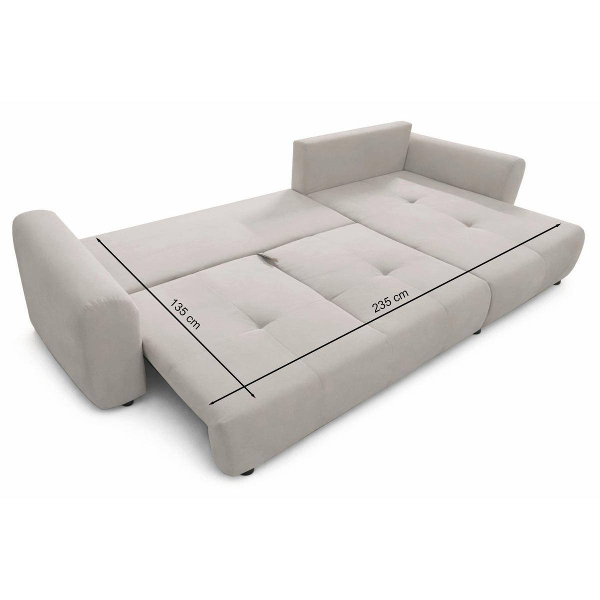 ECKSCHLAFSOFA Olido GRAUER VELOURS - Schwarz/Grau, Kunststoff/Textil (279/150cm) - Selsey