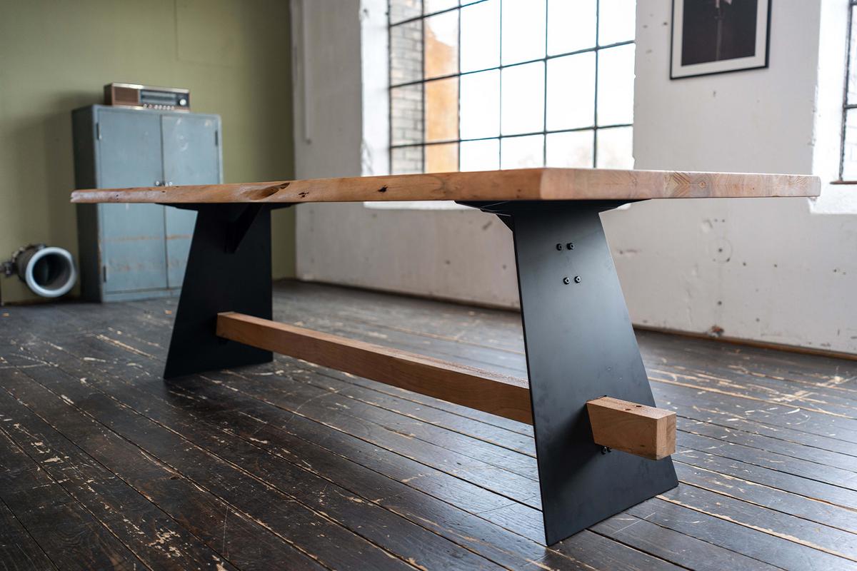 ESSTISCH MIT BAUMKANTE ARBORIO Braun Akazie - Schwarz/Braun, Holz/Metall (100/280/78cm) - KAWOLA