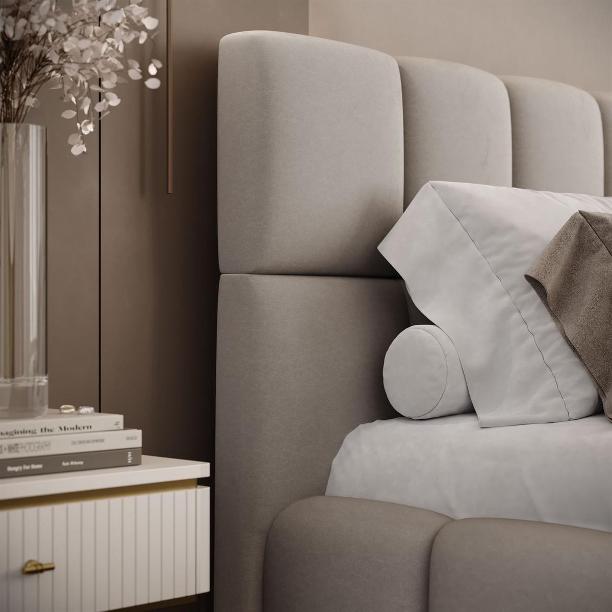 POLSTERBETT VENEZIA mit Bettkasten 180x200, Castel 80 - Greige, Textil (180/200cm) - Lookway