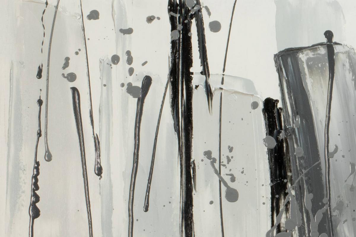 ACRYLBILD HANDGEMALT 150/50 cm - Schwarz/Grau, Holz/Textil (150/50cm) - KUNSTLOFT