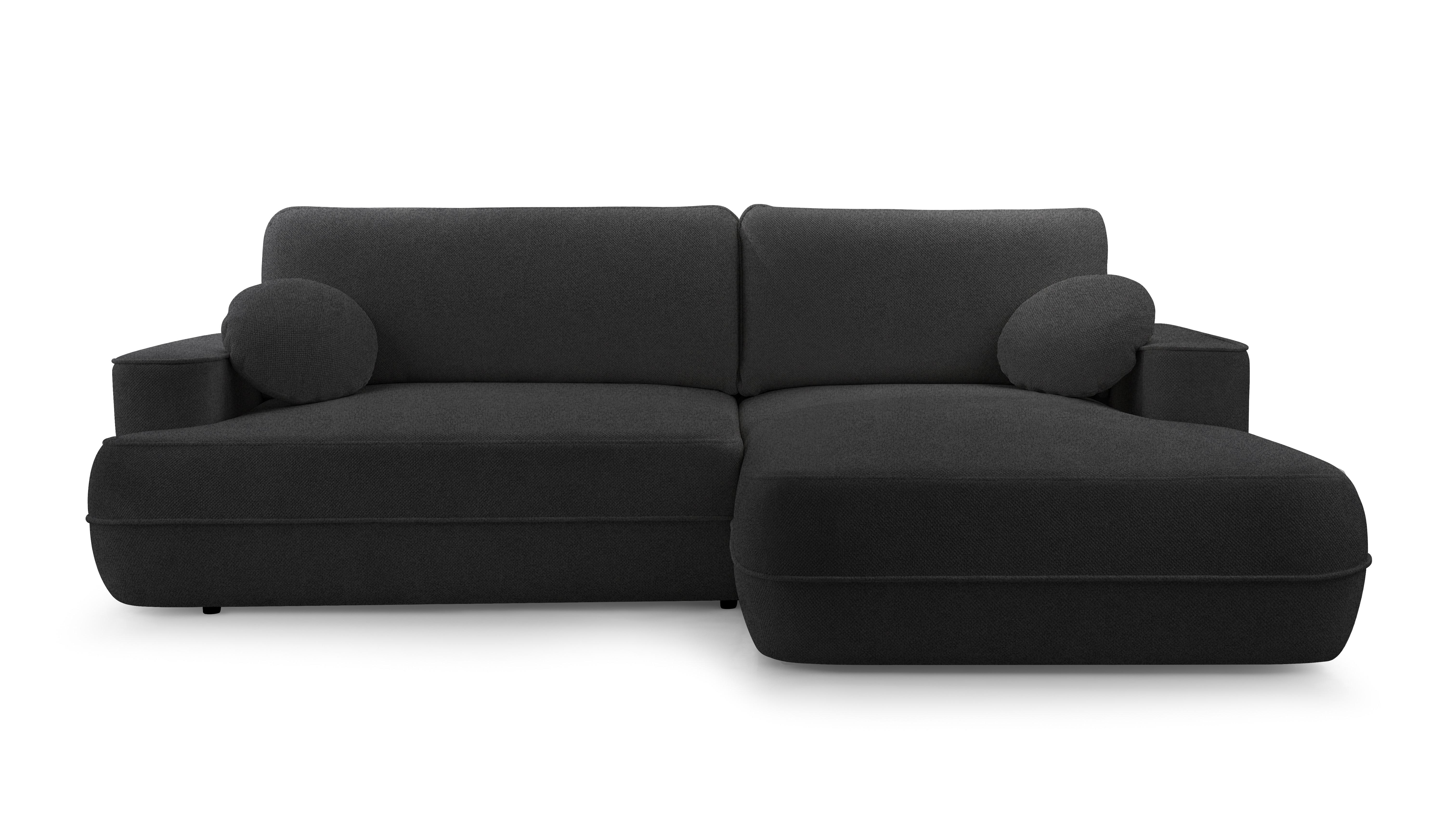 ECKCOUCH L Form Peoni Schwarz 267/168/87 cm mit Schlaffunktion R - Schwarz, Kunststoff/Textil (267/168cm) - AX Living