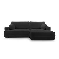 ECKCOUCH L Form Peoni Schwarz 267/168/87 cm mit Schlaffunktion R - Schwarz, Kunststoff/Textil (267/168cm) - AX Living