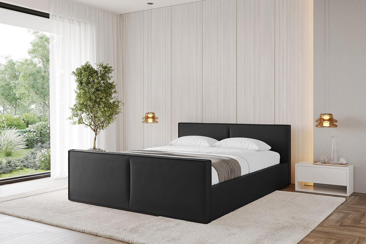 POLSTERBETT mit Bettkasten, Fußteil und Lattenrost, Boxbett mit Matratze H3/H4 - TIVON-Z-V1 180x200 Schwarz Kunstleder - Schwarz Hochglanz, Holzwerkstoff/Textil (180/200cm) - ALTDECOR
