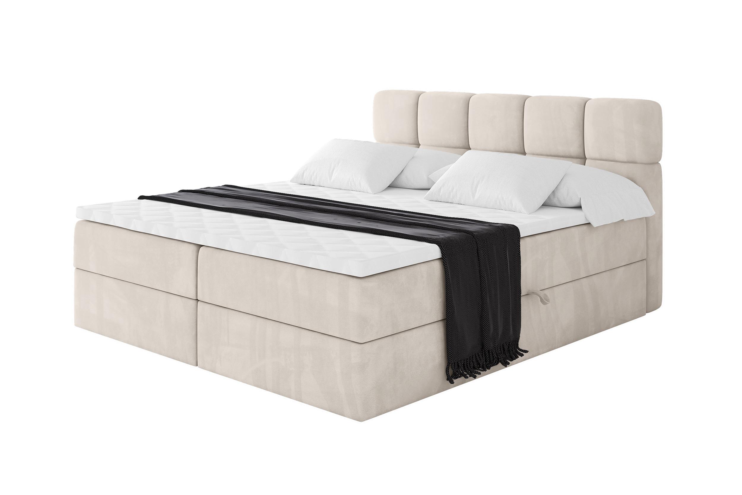 BOXBETT mit Matratze H4 - FAMA - 200x200 cm Beige Casablanca - Beige, Holzwerkstoff (200/200cm) - ALTDECOR