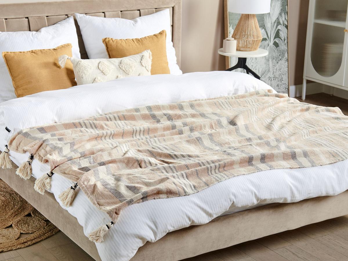 DECKE Cremeweiß Yarseli 130/170 cm - Ecru, Naturmaterialien/Textil (130/170cm) - Beliani