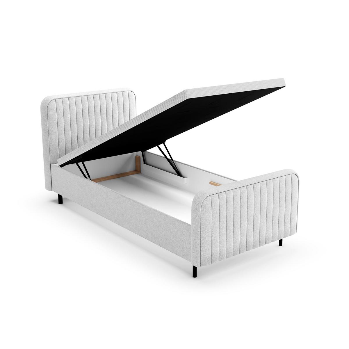 POLSTERBETT Lami 90x200, Einzelbett mit Bettkasten, ohne Matratze, Hellgrau - Hellgrau/Schwarz, Textil/Metall (90/200cm) - Beautysofa