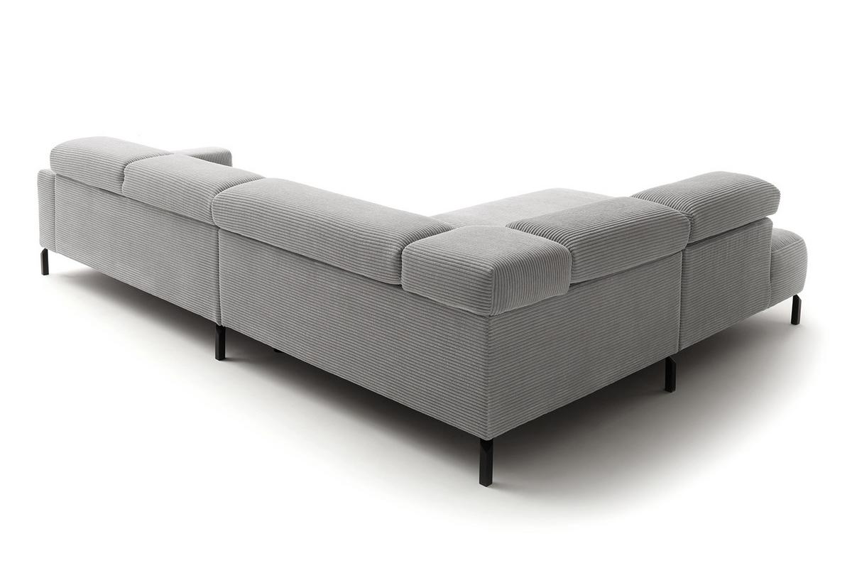 ECKSOFA MIT MOTORISCHEM SITZVORZUG DELIA Hellgrau Cord Relaxfunktion - Hellgrau/Schwarz, Textil/Metall (312/219cm) - KAWOLA