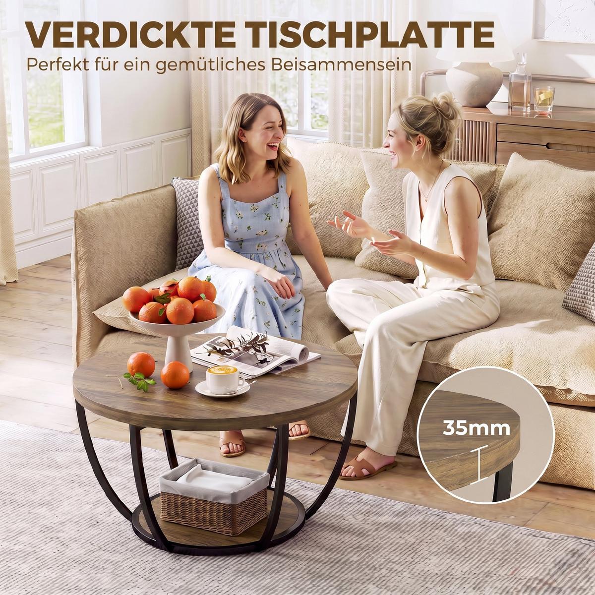 COUCHTISCH Spanplatte Metall Braun - Schwarz/Braun, Holzwerkstoff/Metall (80/80/43.8cm) - HOMCOM