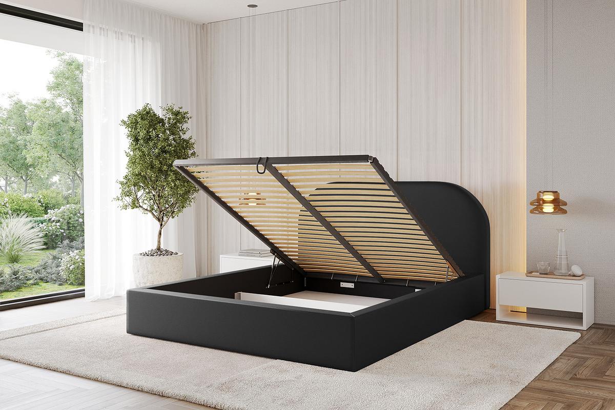 POLSTERBETT mit Bettkasten und Lattenrost, Boxbett ohne Matratze - TIVON 180x200 Schwarz Kunstleder - Schwarz Hochglanz, Holzwerkstoff/Textil (180/200cm) - ALTDECOR
