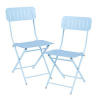 GARTENKLAPPSTUHL-SET 2 TLG. Sande - Hellblau, Metall (42/84.5/50cm) - [en.casa]